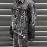 Threebooy Hong Kong Style Heavy Industry Loose Label Deconstructed Denim Jacket Men Autumn Winter New Fashion Asymmetric Splicing Tops Men